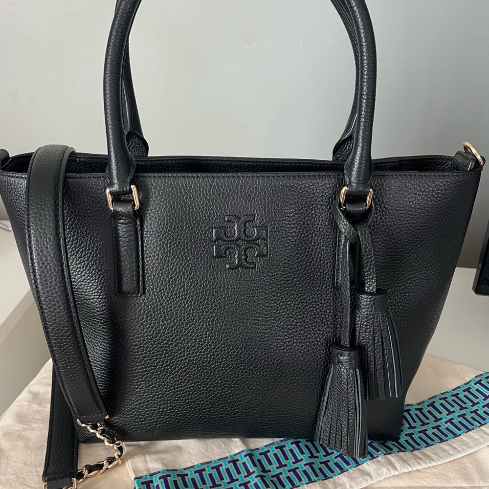 Tory Burch Black Leather Thea Tote Bag